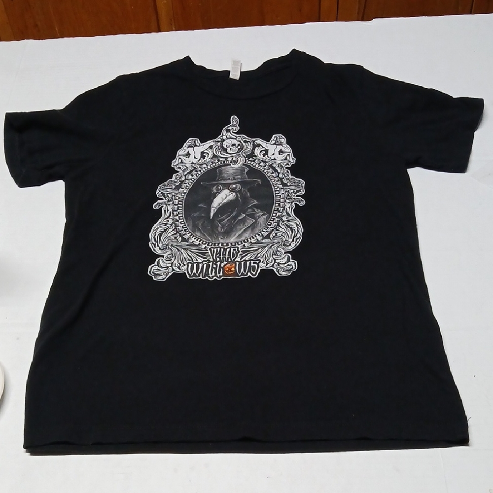 Plague Doctor Black Graphic Tee Sz L The Willows 'Hell Is Empty' Back Goth Shirt